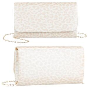 NWOT D'margeaux Glitter Leopard Convertible Clutch/Crossbody Natural Gold Cream